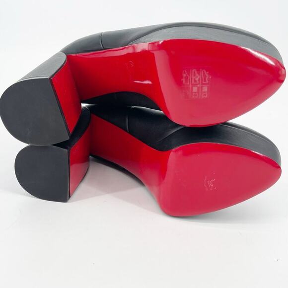 Christian Louboutin Black Movidastic 130 Leather Platform Chelsea Boot EU 39.5 - Picture 11 of 13